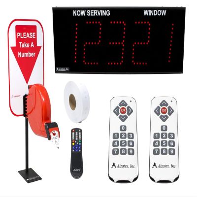 Alzatex Wireless Multi-Window Take-a-Number System w/Remote and Ticket Dispenser