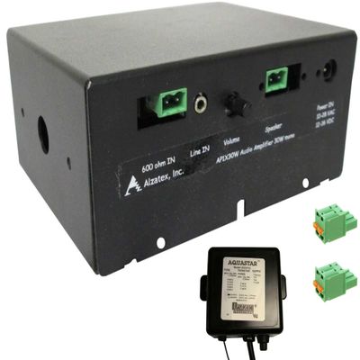 Alzatex PA Audio Amplifier, with 600ohm and line inputs, 30W Mono Signal 10-28VAC or 12-36VDC, Model AP1X30W
