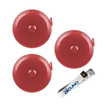 DiCUNO 60-Inch 1.5 Meter Soft and Retractable Tape Measure (3Pcs of Red with Soft Tape)