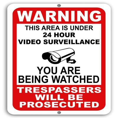 Mysignboards Warning This Property Under 24 Hour Video Surveillance Sign Security CCTV Aluminum - Metal - You are Being Watched!!!
