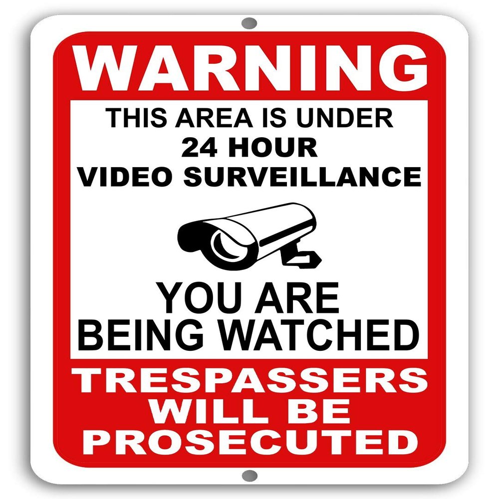 Mysignboards Warning This Property Under 24 Hour Video Surveillance Sign Security CCTV Aluminum - Metal - You are Being Watched!!!