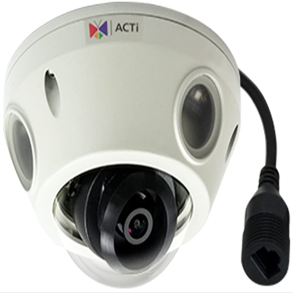 ACTi E933 2MP Video Analytics Outdoor Mini Dome Camera with SLLS, Fixed Lens, f2.55mm/F2.2, H.264, 1080p/60fps, 2D+3D DNR, Audio, MicroSDHC/MicroSDXC, PoE, IP68, IK10, EN50155, Built-in Analytics