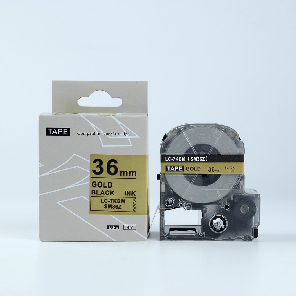 IDIK LC-7KBM Compatible EPSON LabelTape Black on Gold 3/2 x 26 36mm x 8m