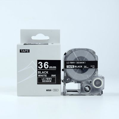 IDIK Compatible EPSON36mm LC-7BWV Label Tape White on Black 36mm 8m 3/2 x 26"