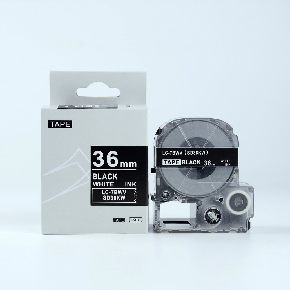 IDIK Compatible EPSON36mm LC-7BWV Label Tape White on Black 36mm 8m 3/2 x 26"
