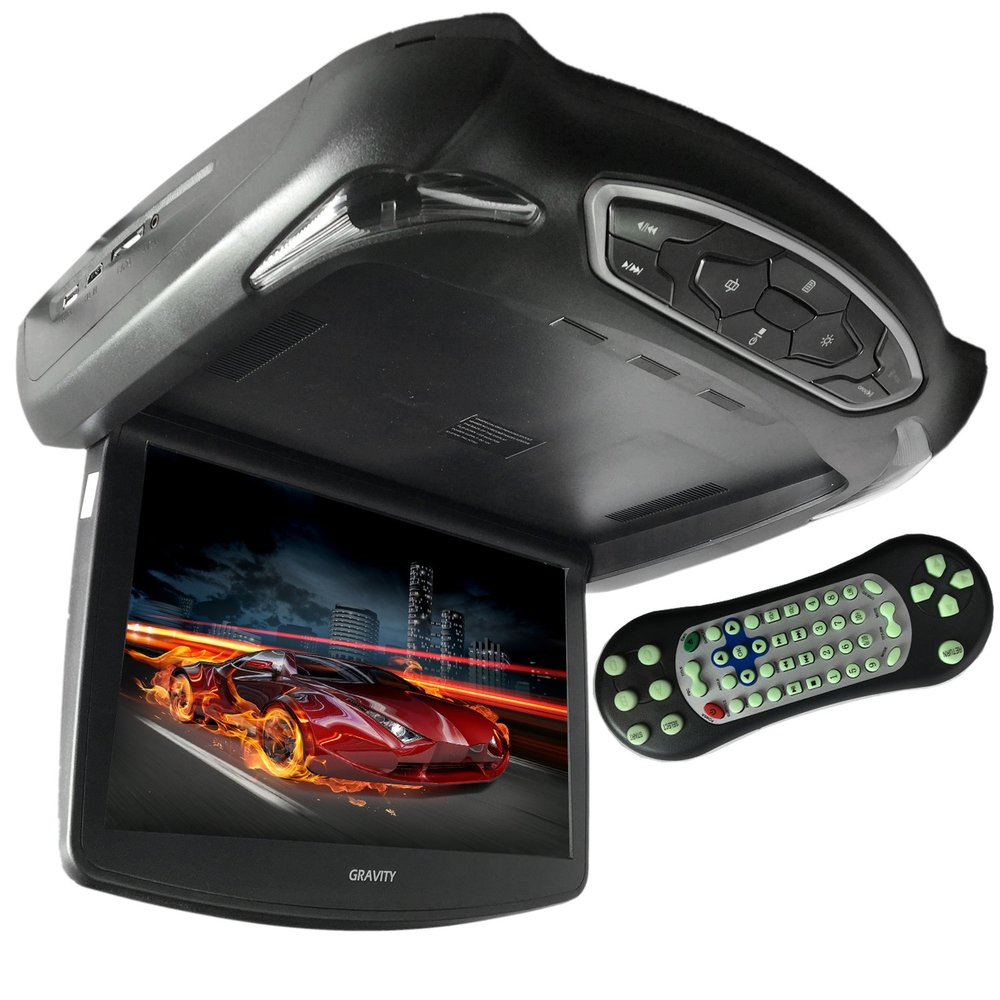 Gravity GR-10.0DV 10" Flip Down LCD Monitor For Cars w/ HDIM Port/USB/SD/MP3/MP4/AV In&Out/Games Compatible - Multi Colors