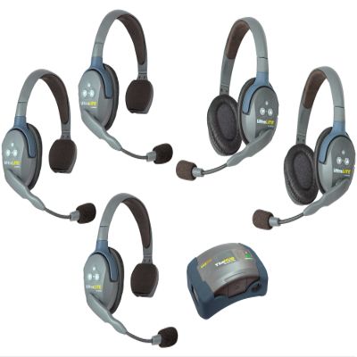 Eartec HUB532 UltraLITE Wireless System - 1 HUB Full Duplex Transceiver, 3-Pack of ULSR Single-Ear DECT Headset, 2-Pack ULDR Dual Ear Remote Headsets