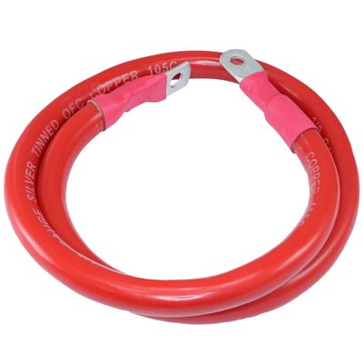 Advance MCS Electronics 2/0 Gauge Tinned Oxygen Free Copper Cable with 3/8" and 5/16" Lug (18 inches, Red)
