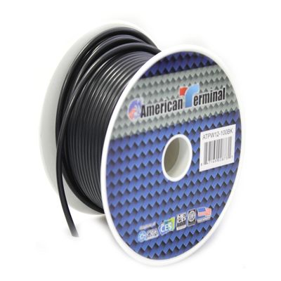 American Terminal ATPW12-100BK 12 Gauge Primary Wire, Black