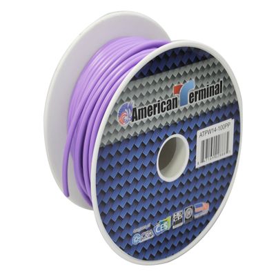 American Terminal ATPW14-100PP 14 Gauge Primary Wire, Purple