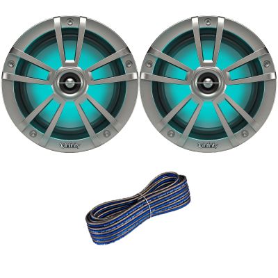 1 Pair (QTY 2) of Infinity Reference 6.5" 225-Watt High-Performance 2-Way Weather-Proof Marine Boat Power Sport Titanium 2-Way Coaxial LED Speakers Bundle Combo with 16 Gauge Speaker Wiring