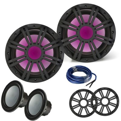 KICKER Two 10 Inch Marine Subwoofers with RGB LED Charcoal Grilles
