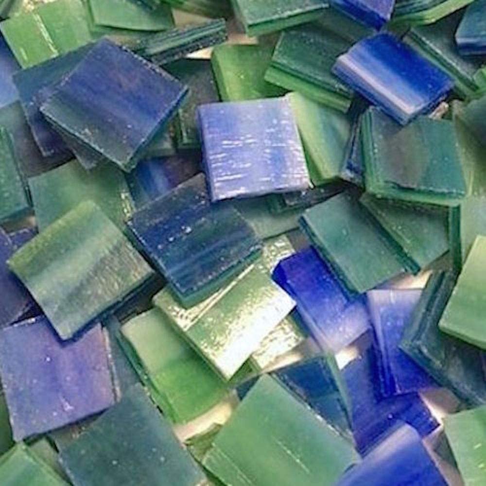1/2" Deep Green Blue Stained Glass Mosaic Tiles