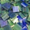 1/2" Deep Green Blue Stained Glass Mosaic Tiles view 1