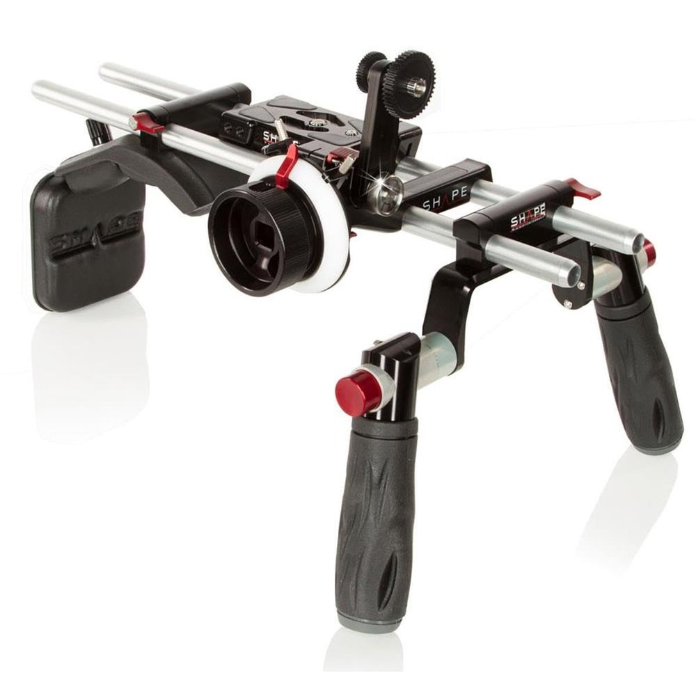 Shape Rig and Follow Focus Pro Kit for Sony FS5 Camera, Includes Baseplate, Quick Handle Rod Block, Mini Composite Shoulder Pad, Back Pad, 18" 15mm Rods