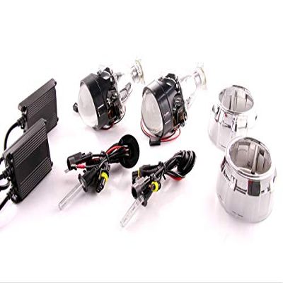 Pair of DDM Tuning Bi Xenon Retrofit Mini H1 Projectors V3 Ultra,2.5in, W/DDM Slim 35W HID Kit and Mini Gatling Gun Shrouds, (DDM35W.4300K)