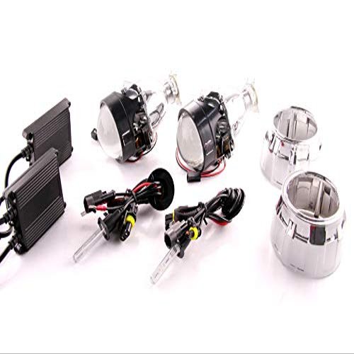 Pair of DDM Tuning Bi Xenon Retrofit Mini H1 Projectors V3 Ultra,2.5in, W/DDM Slim 35W HID Kit and Mini Gatling Gun Shrouds, (DDM35W.4300K)