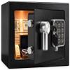 SereneLife Premium Steel Digital Safe Box - 9.1" x 6.7" x 6.7" | Secure Storage for Cash, Firearms & Jewelry | Great For Hotels, Cabinets & Home Use | Electronic & Mechanical Access | 2 Keys | Black view 1