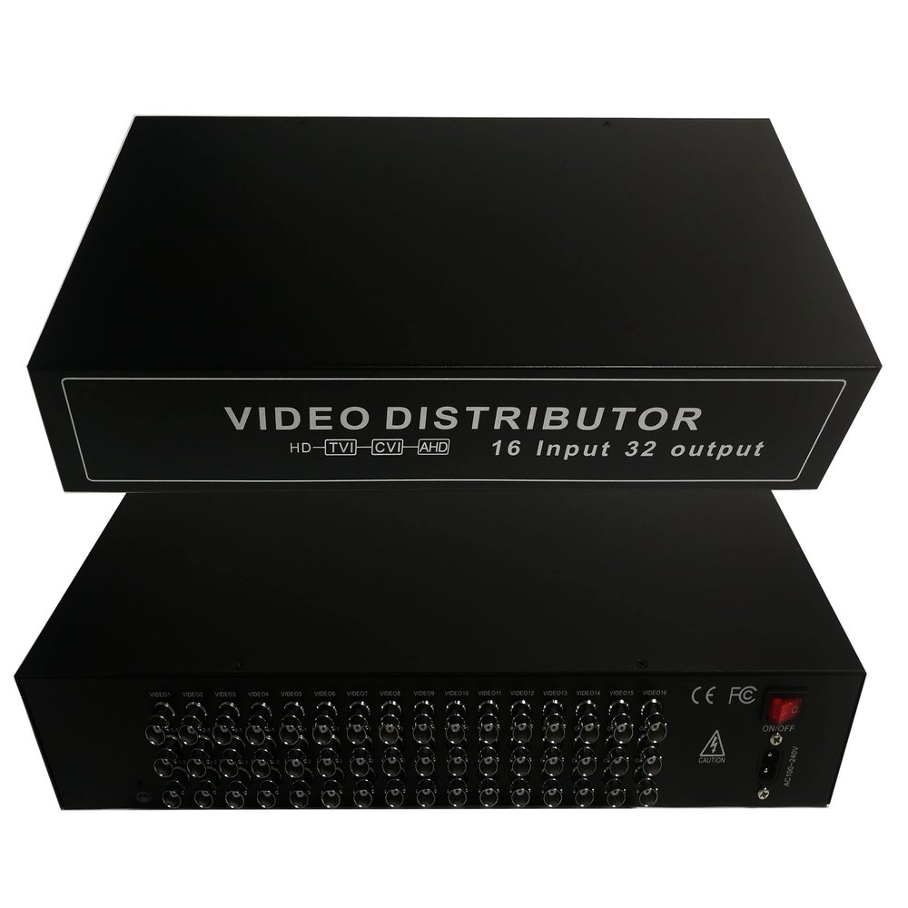 InstallerCCTV HD CCTV Video Distribution, 16 BNC in / 32 Out, Amplifier, RG59, AHD HD-TVI HD-CVI, 16 Channel Multiplexer
