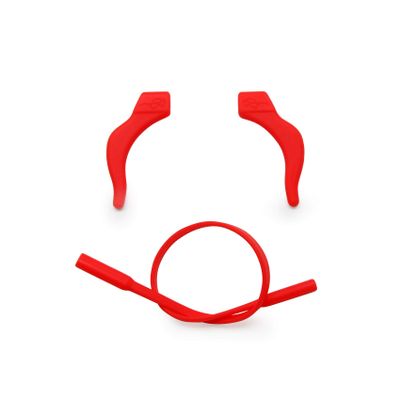 EnzoDate 3 Sets Pack Kids Glasses Silicone Cord Ear Grips Children Eyeglasses Temple Locks with Head Band Strap Retainer (red)