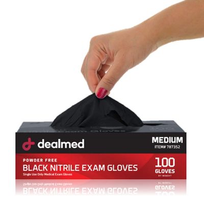 Dealmed Black Nitrile Exam Gloves  Disposable Multi-Purpose Use Medical Gloves Use for First Aid and Medical Facilities, 100 Count (Small, Pack of 1)