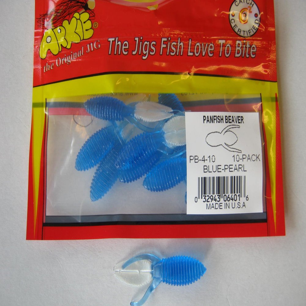 Arkie Lures PB-4-10 Panfish Creature- #4 Blue Pearl- 10 Pack