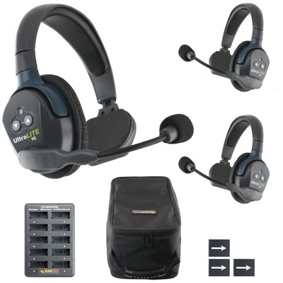 EARTEC UL3S Ultralite-HD 3-Person Full Duplex Wireless Intercom Headset Communication System, Single Ear Headsets, Up to 1000ft Range, U.S. Company