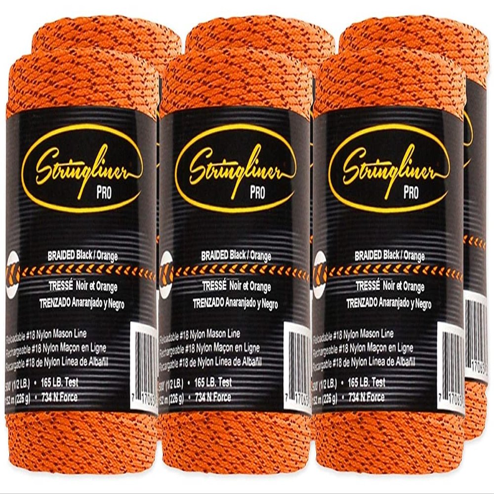 Stringliner by U.S. Tape CO. 35491 Orange/Black 500' Braid Line Repl