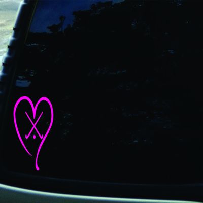 4" X 5" Field Hockey Love PINK Vinyl DIE CUT decal for your car, truck, window, laptop, MacBook