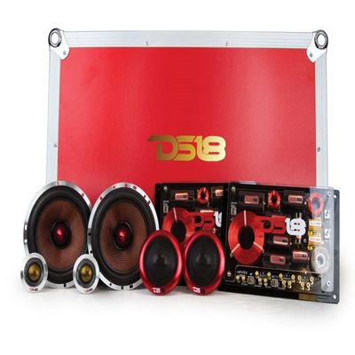 DS18 DELUXE3C DELUXE 6.5 3-Way Component Car Audio Sound Quality Speaker System with Superior Mid-Bass Response 6.5-Inch Component Set with Woofer, Midrange, Tweeter, and Crossover (8 Piece Set)
