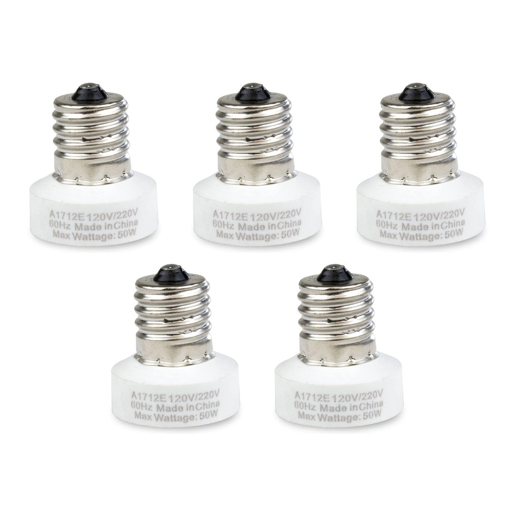 Newhouse Lighting Intermediate to Candelabra Light Bulb Socket Adapter, 5-Pack,White,A1712E-5