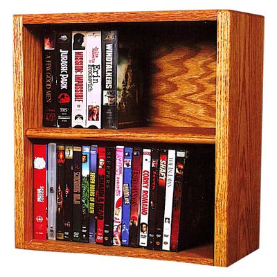 Wood Shed Hill 10 Series Dowel Style CD Storage Rack Storage Shelf Real Oak Wood Media & Display Shelves, Handcrafted in the USA (Clear, 52" x 18" x 6.75")