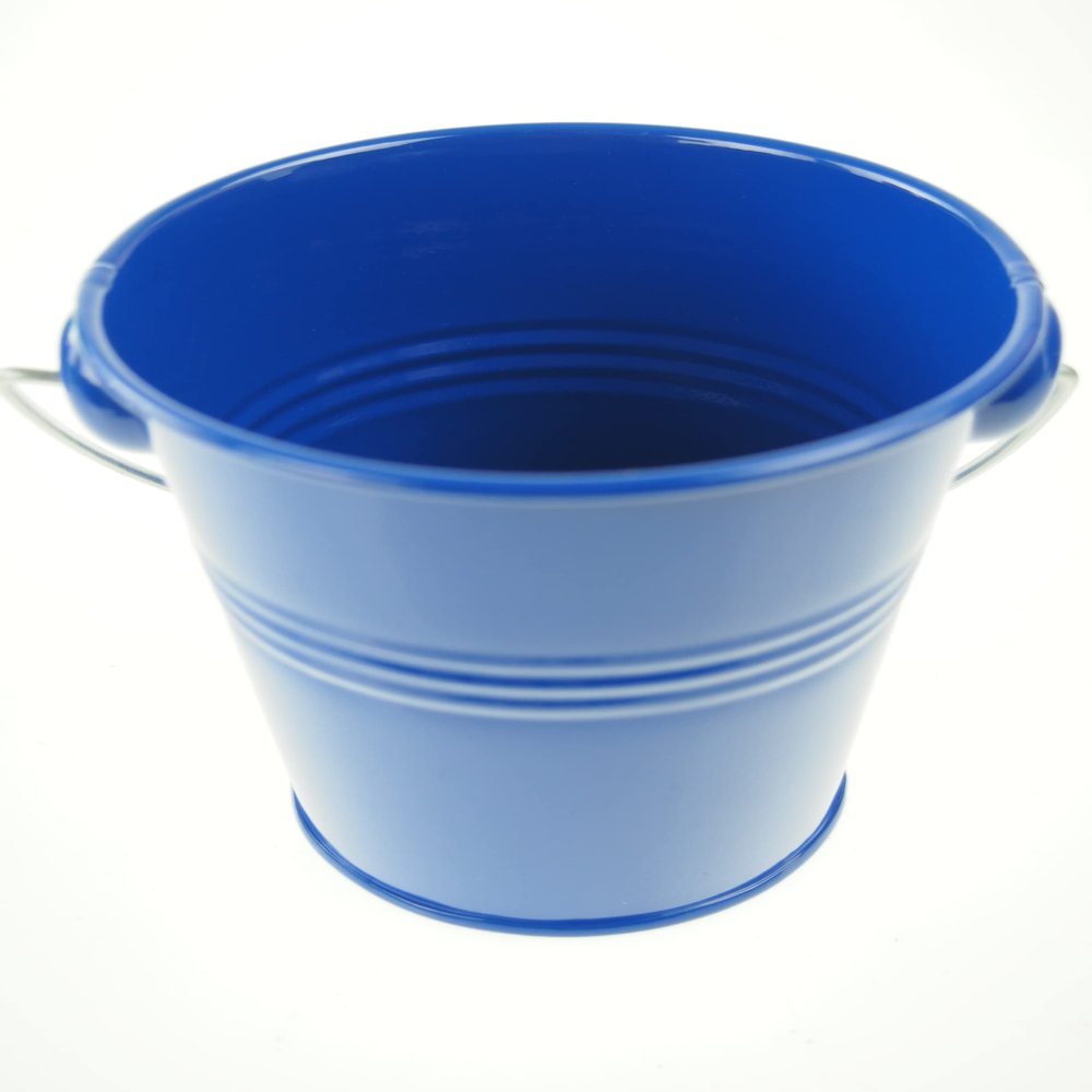 rackcrafts.com Large/XL Metal Sand Water Paint Pails Buckets Party Favor Wedding Baby Shower (L - Royal Blue)