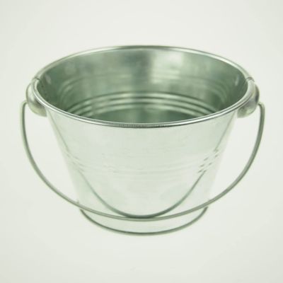 rackcrafts.com Large/XL Metal Sand Water Paint Pails Buckets Party Favor Wedding Baby Shower (L - Silver)