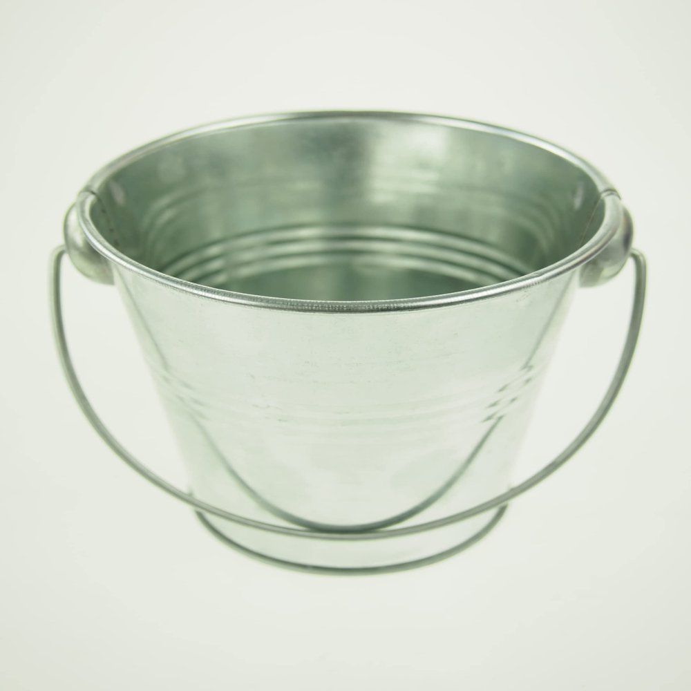 rackcrafts.com Large/XL Metal Sand Water Paint Pails Buckets Party Favor Wedding Baby Shower (L - Silver)