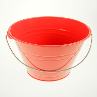 rackcrafts.com Large/XL Metal Sand Water Paint Pails Buckets Party Favor Wedding Baby Shower (XL - Coral)