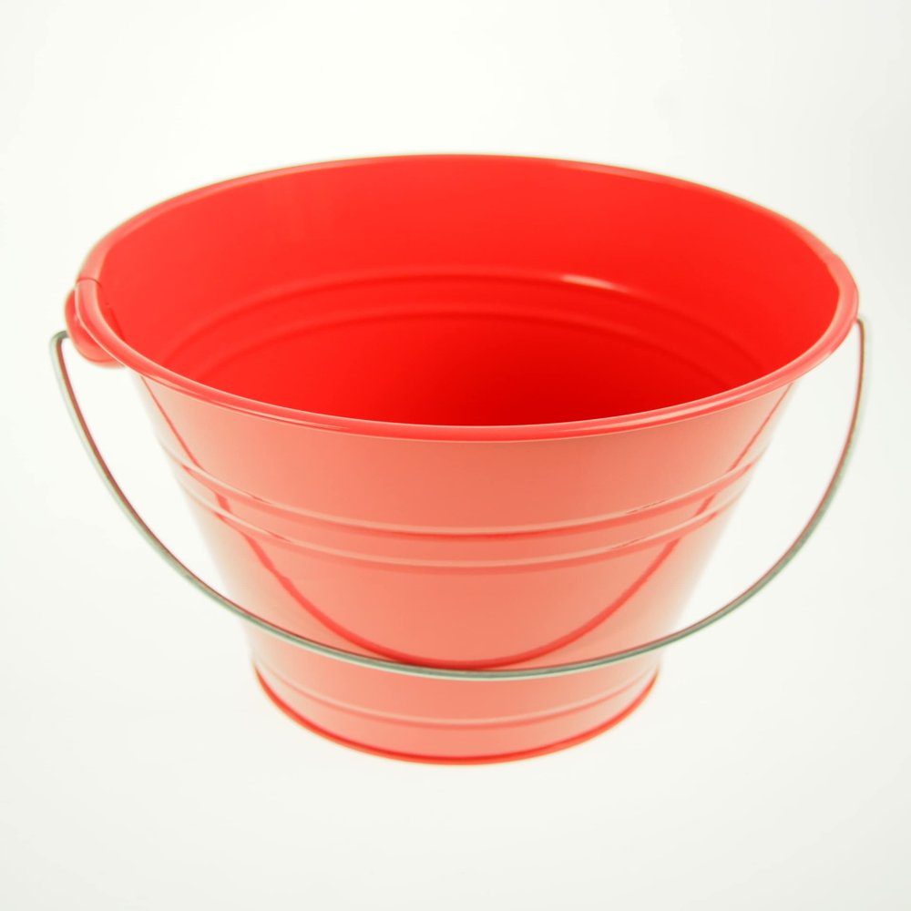 rackcrafts.com Large/XL Metal Sand Water Paint Pails Buckets Party Favor Wedding Baby Shower (XL - Coral)