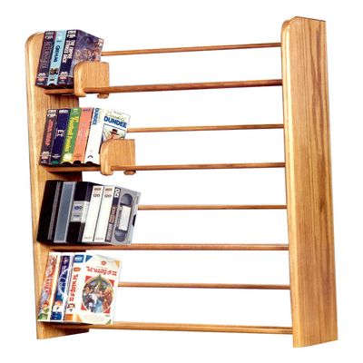 Wood Shed Hill 05 Series Dowel Style DVD/VHS Storage Rack, Real Oak Wood Media & Display Shelves, Handcrafted in the USA (Honey, 37" x 24" x 7.25")