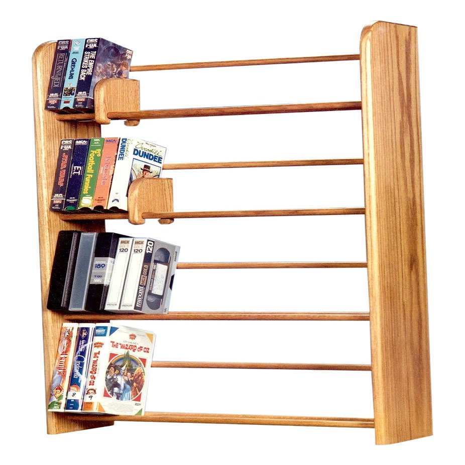 Wood Shed Hill 05 Series Dowel Style DVD/VHS Storage Rack, Real Oak Wood Media & Display Shelves, Handcrafted in the USA (Honey, 37" x 24" x 7.25")