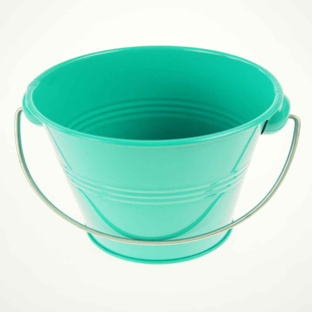 rackcrafts.com Large/XL Metal Sand Water Paint Pails Buckets Party Favor Wedding Baby Shower (L - Aqua)