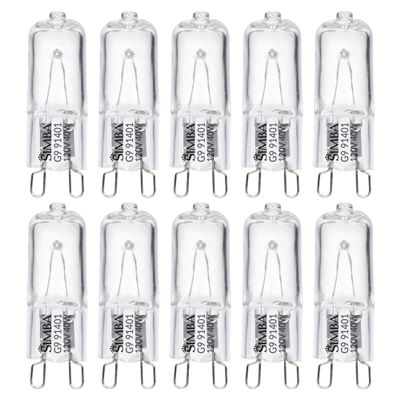 Simba Lighting Halogen Light Bulb G9 T4 40W JCD Bi-Pin 120V, 2700K, 10 Pack