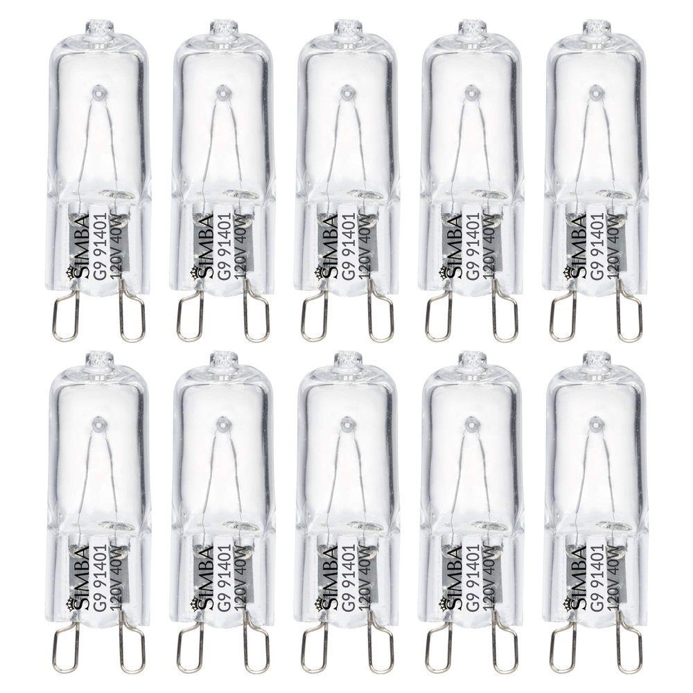 Simba Lighting Halogen Light Bulb G9 T4 40W JCD Bi-Pin 120V, 2700K, 10 Pack