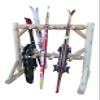11-Place Freestanding Log Ski Rack Holder, Indoor & Outdoor Snowboard Racks, Standing Storage, Garage Racks for Snow Skis, Durable Snowboard Rack Garage Storage Organizer - Unfinished view 1