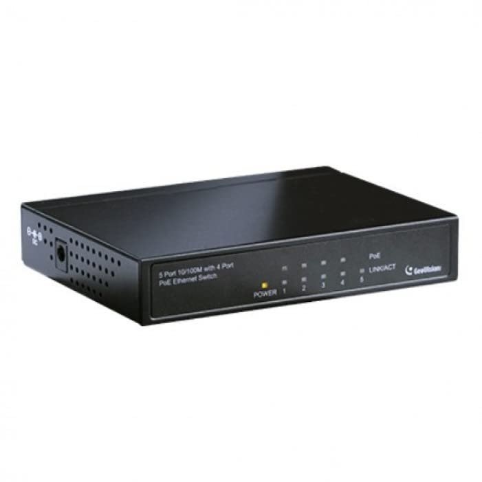 GeoVision 140-POE0400-000 4 Port POE Switch, GV-POE0400, PS-254-AT, 70W, IEEE 802.3 at Compliant, Auto-Negotiation