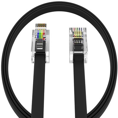 AmzDeals 2-Pack 4 Feet Black Telephone Cable 6P4C RJ11 Male to Male, Made in USA Pro Grade Phone Line Cord