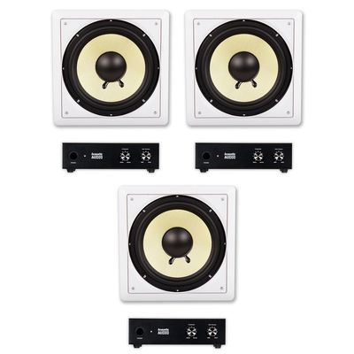 Acoustic Audio HD-S10 in Wall 10" Home Theater Passive Subwoofers 3 Speaker and 3 Amplifier Set