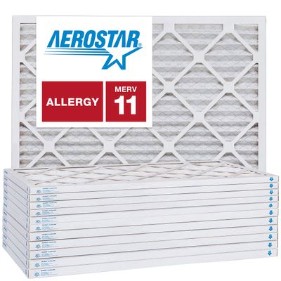 16x22x1 AC and Furnace Air Filter by Aerostar - MERV 11, Box of 12