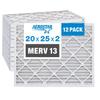 Aerostar 20x25x2 MERV 13 Pleated Air Filter, AC Furnace Air Filter, 12 Pack (Actual Size: 19 1/2" x 24 1/2" x 1 3/4") view 1