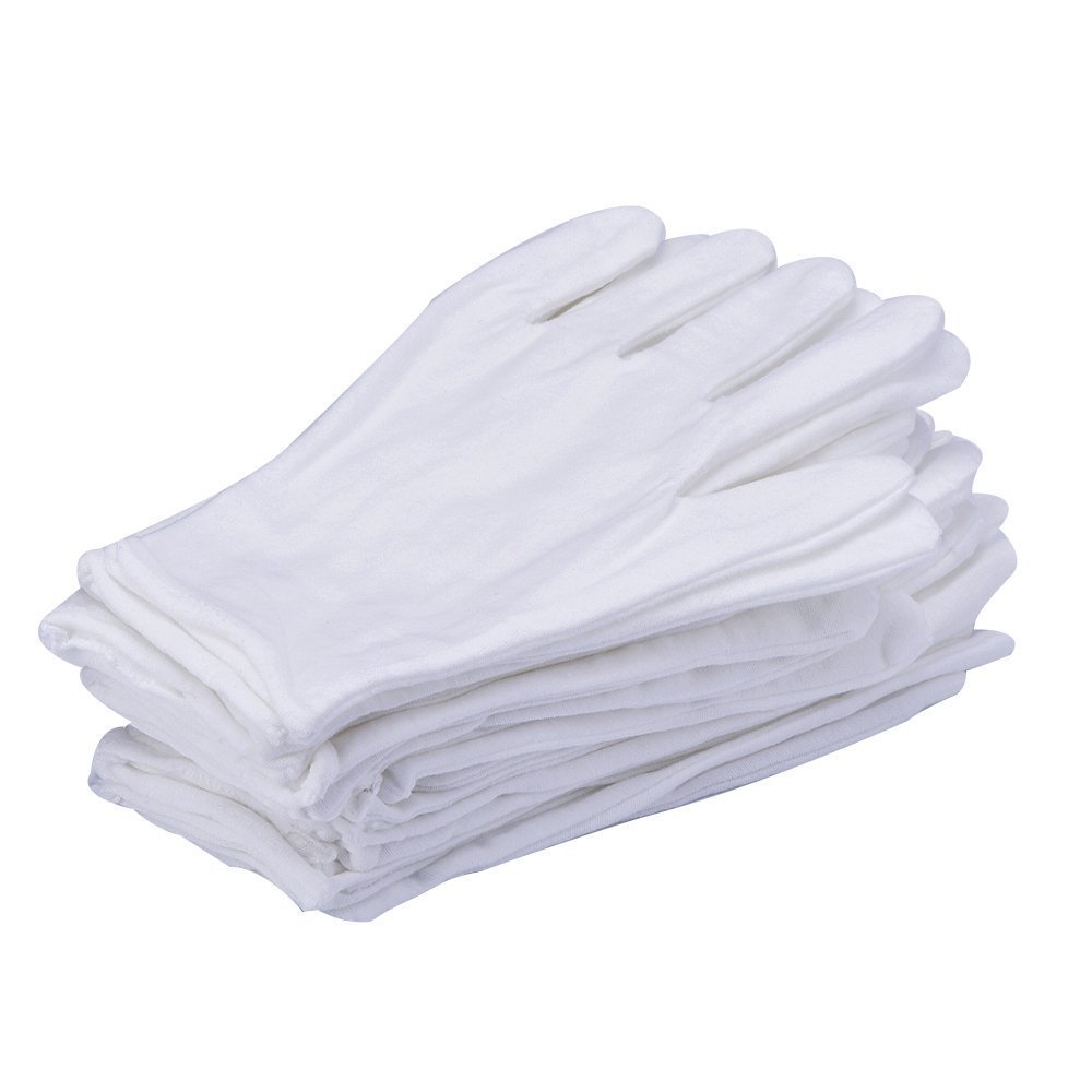 lasenersm 24Pcs/12 Pairs 8.27 Inches White Cotton Gloves Work Gloves One Size