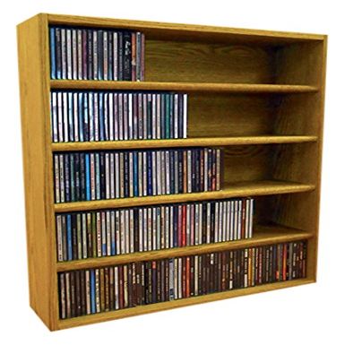 Wood Shed Hill 03 Series CD Storage Cabine, Real Oak Wood Media & Display Shelves, Handcrafted in the USA (Unfinished, 30.75" x 26.88" x 6.75")